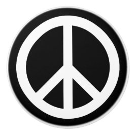 Vitt Fredstecken på svart Knopp