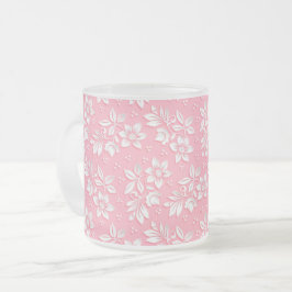 Vitt glas i modern Blommigt Rosa Frostad Glasmugg