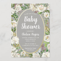 Vitt Grått Blommigt Kön Neutral Chic Babyskal