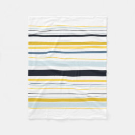 Vitt Grått Gult Blå Rand Fleecefilt