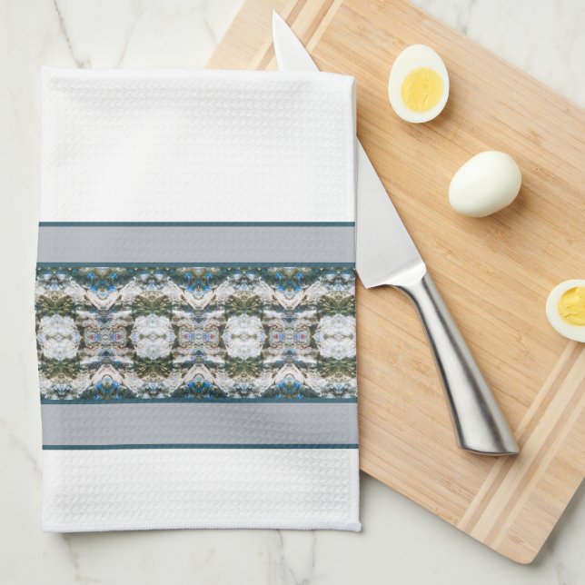 Vitt Grått och blått Kökshandduk (Vikt i Fjärdedel)