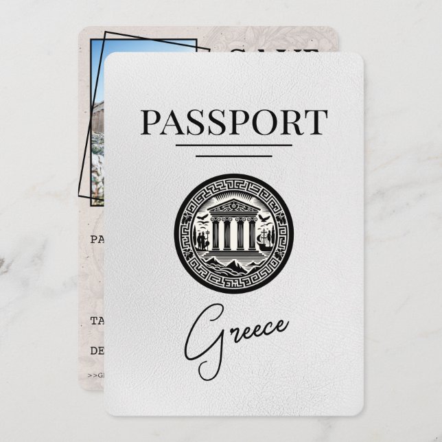 Vitt Greklands pass Spara datumkort Spara Datumet (Fram/baksida)