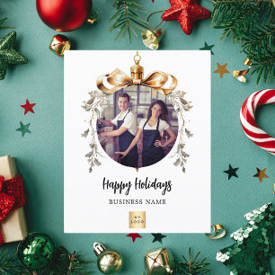 Vitt guld-bauble-fotokort - julkort
