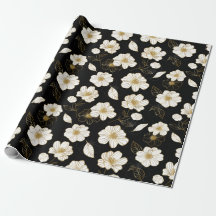 Vitt guld blommor på svart