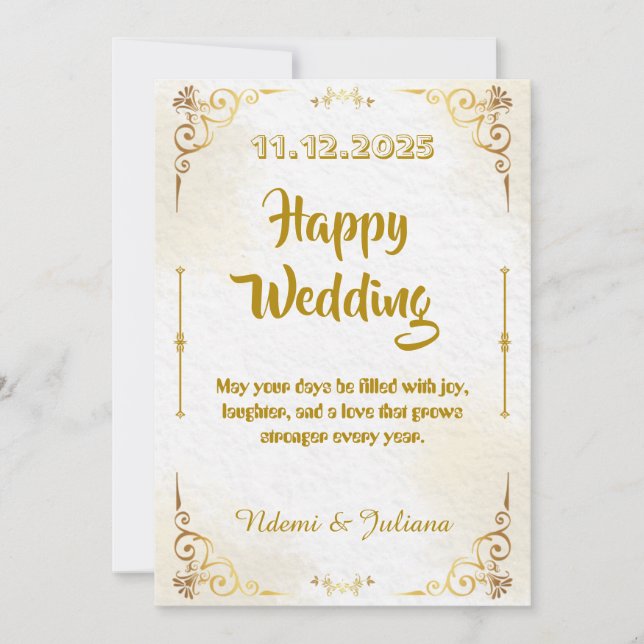 Vitt Guld Ornament Ram Bröllopsinbjudan Inbjudningar (Framsida)