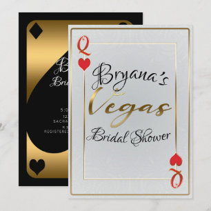 Vitt Guld Röd Hjärtans Drottning Las Vegas Bröllop Inbjudningar