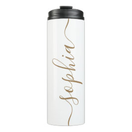 Vitt Guldskrift Anpassat Namn Termisk Tumbler
