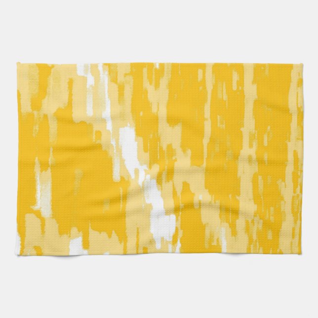 Vitt, Gult Abstrakt Art Retro Kitchen Towel Kökshandduk (Horisontell)