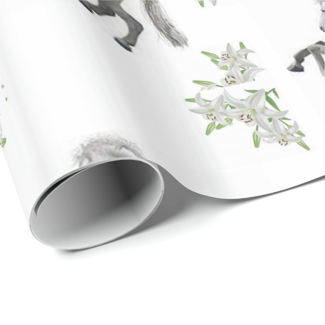 Vitt hästpresentpapper presentpapper (Rullad Hörn)