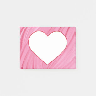 Vitt hjärta på rosa röda blandningar post-it block
