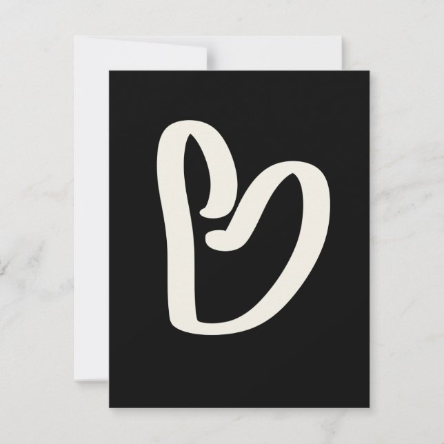 Vitt hjärta på svarta kärlek-valentineser julkort (Framsida)