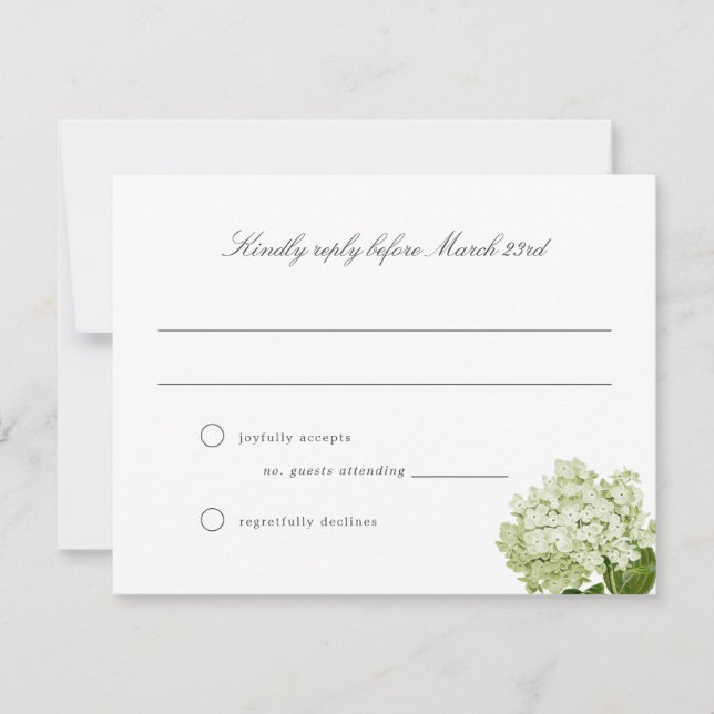 Vitt Hydrangea Grand Millennium Bröllop OSA Card (Framsida)