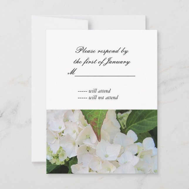 Vitt Hydrangea RSVP-svarskort OSA Kort (Framsida)