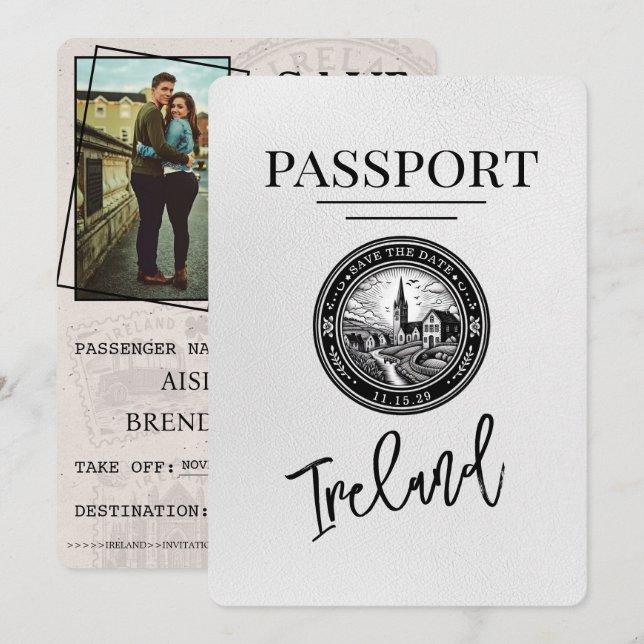 Vitt irländskt pass Spara datum Datumet (Fram/baksida)