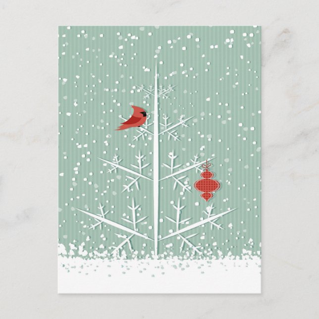 Vitt julkort med träd vykort (Framsida)