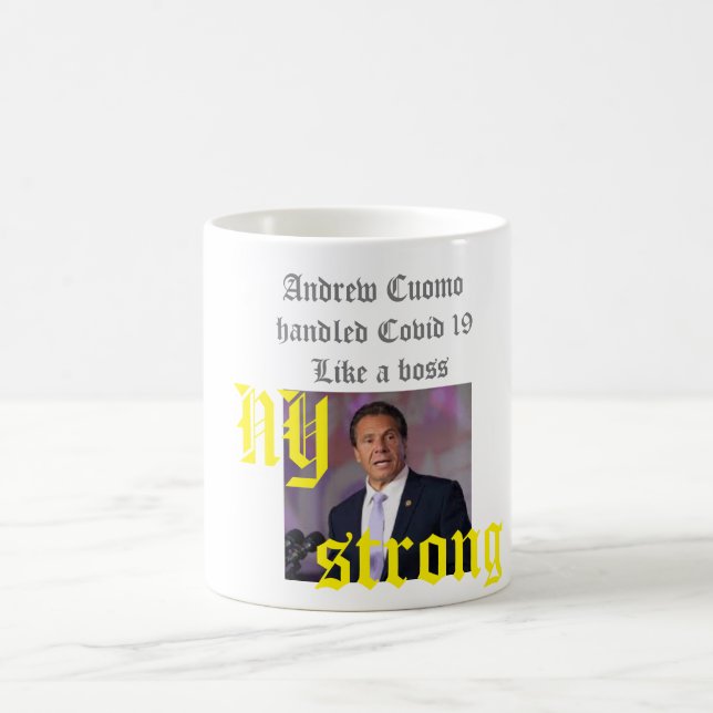 Vitt kaffe mugg med Andrew Cuomo pic (Center)