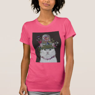Vitt katt med Butterfly Bell Burk T Shirt
