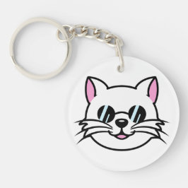 Vitt katt, svart glas/solglasögon