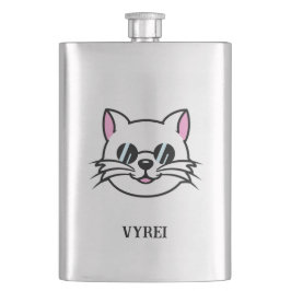 Vitt katt, svart glas/solglasögon fickplunta