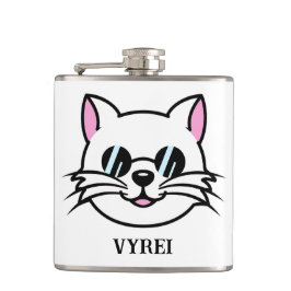 Vitt katt, svart glas/solglasögon fickplunta