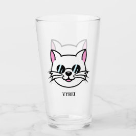 Vitt katt, svart glas/solglasögon glaskopp