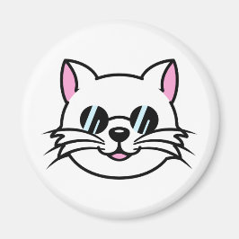 Vitt katt, svart glas/solglasögon magnet