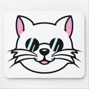 Vitt katt, svart glas/solglasögon musmatta