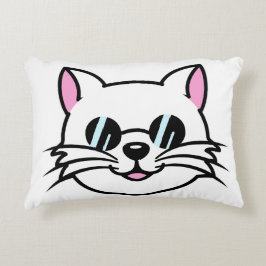 Vitt katt, svart glas/solglasögon prydnadskudde