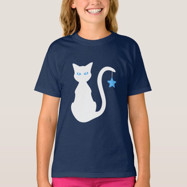 Vitt katt T-Shirt (barn) (Framsida)