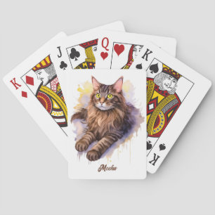 Vitt katt - vattenfärg Illustration Casinokort