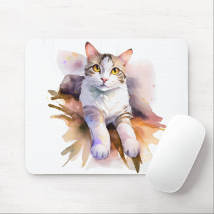 Vitt katt - vattenfärg Illustration Musmatta