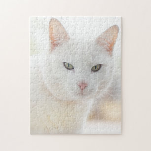 Vitt kattpuzzel pussel