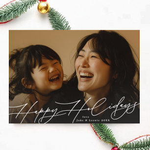 Vitt klassiskt presentatörsfoto Happiest Julkort