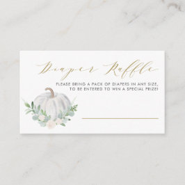 Vitt knumpkin Fall Baby Shower Diaper Raffle Game Tilläggskort