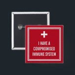 Vitt Kor Rött komprometterat immunsystem Knapp<br><div class="desc">En knapp för immunkomprometterade i rött med vit kor.</div>