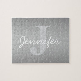 Vitt kursivt och Grått-monogram | Redigerbar Färg Pussel