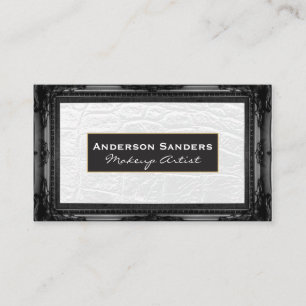 Vitt läder Antique Black Gräns Visitkort