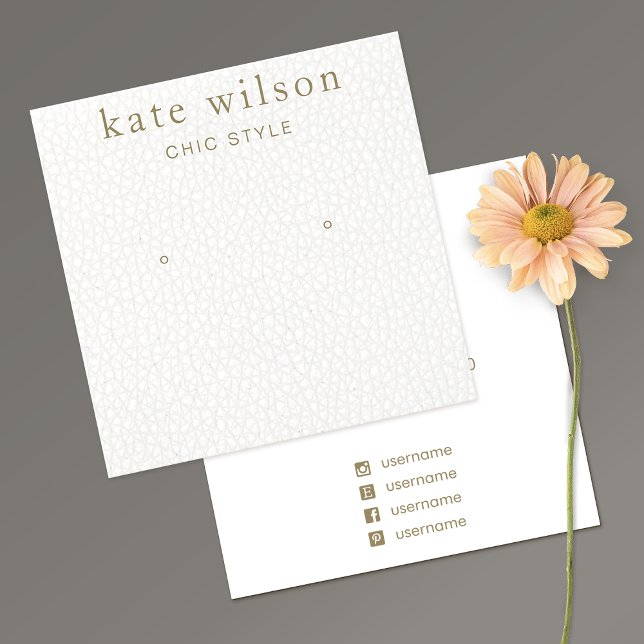 Vitt läder (bild) Stud Earring Visning Card Fyrkantigt Visitkort (Skapare uppladdad)