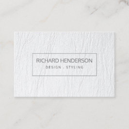 Vitt läder - enkelt geometriskt minimalt modern visitkort