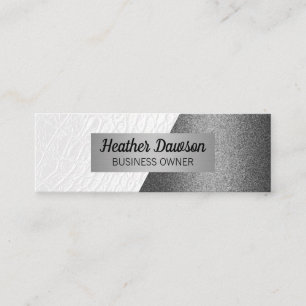 Vitt läder Konstruktionsblock Silver Glitter Mini Visitkort