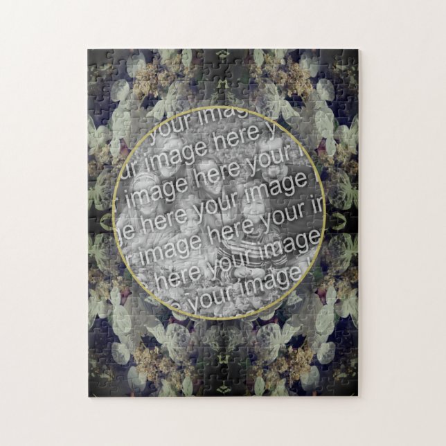 Vitt lakecap Hydrangea Ram Lägg till ditt foto Pussel (Vertikal)