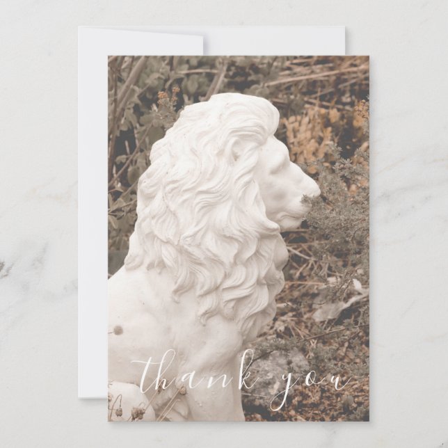 Vitt Lejont stenformat - enkelt tackkort Tack Kort (Framsida)