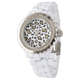 Vitt leopardur armbandsur