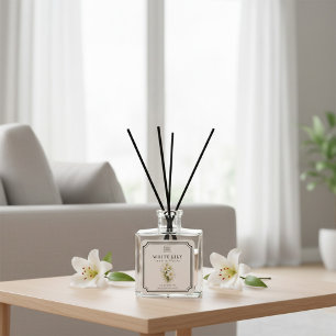Vitt Lilja Reed Diffusor Etikett