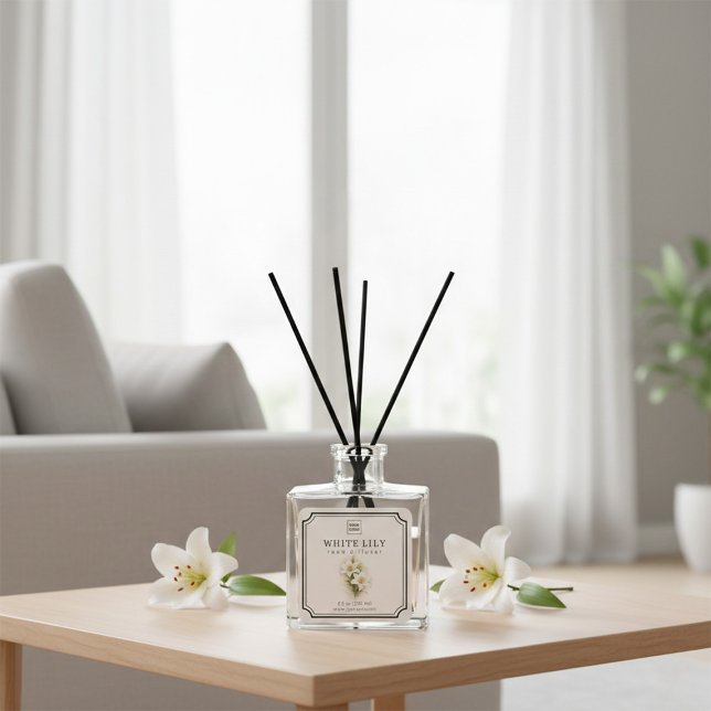Vitt Lilja Reed Diffusor Etikett (Skapare uppladdad)