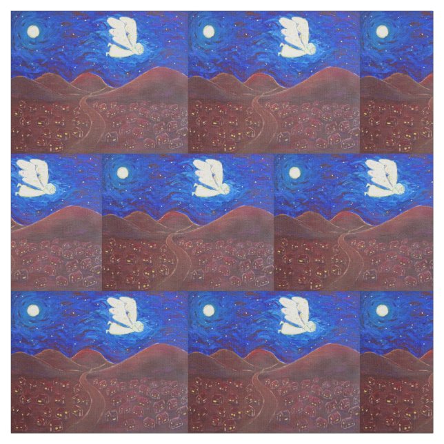 Vitt ljusguardian Angel Art Fabric Material Tyg (Provkarta)