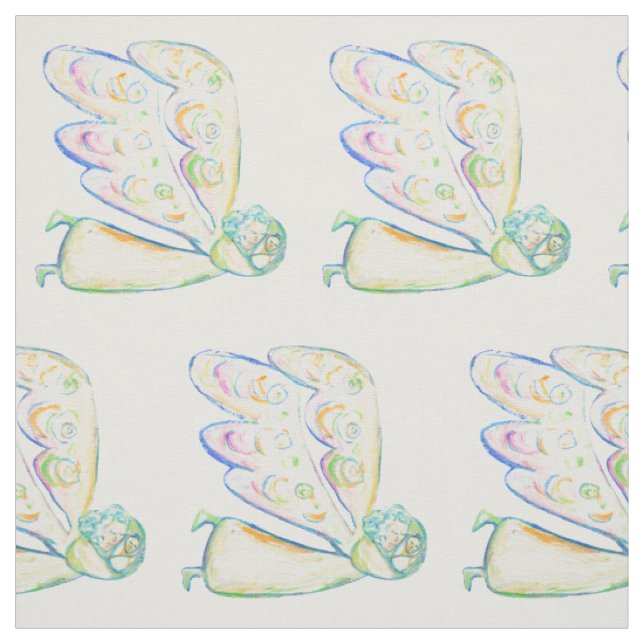 Vitt ljusguardian Angel Fabric Art Material Tyg (Provkarta)