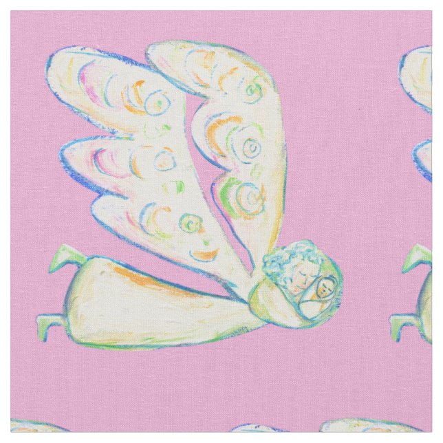 Vitt ljusguardian Angel Fabric Art Material Tyg (Närbild)