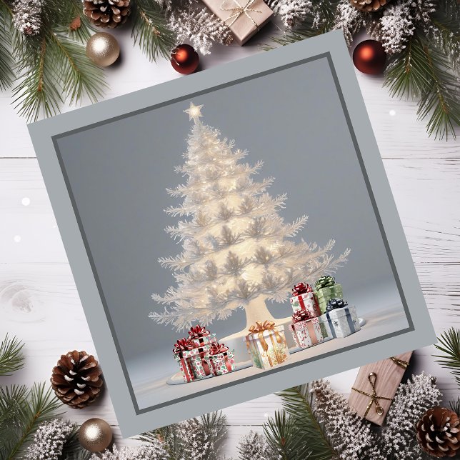 Vitt magnetkort för jul (Magnetic White Christmas Tree.)