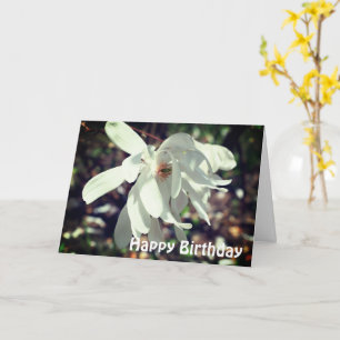 Vitt Magnolia Flower Birthday-kort Kort
